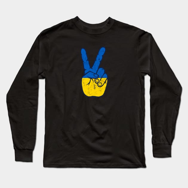 PEACE FOR UKRAINE - Hand Sign Long Sleeve T-Shirt by Jitterfly